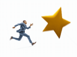 An animation of a man chasing a star.